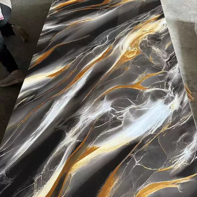 Eco-friendly  1220*2440*2.5-4mm Waterproof High Glossy Interior Decoration Modern Wall Panels Pvc Wall Panels Boards Uv Marbl