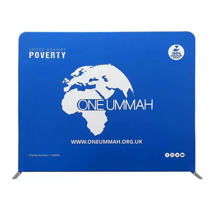 Custom 8X8ft Portable Tension Fabric Trade Show Backdrop Wall UV Printed Pop up Display Stand Automotive Insurance Exhibition