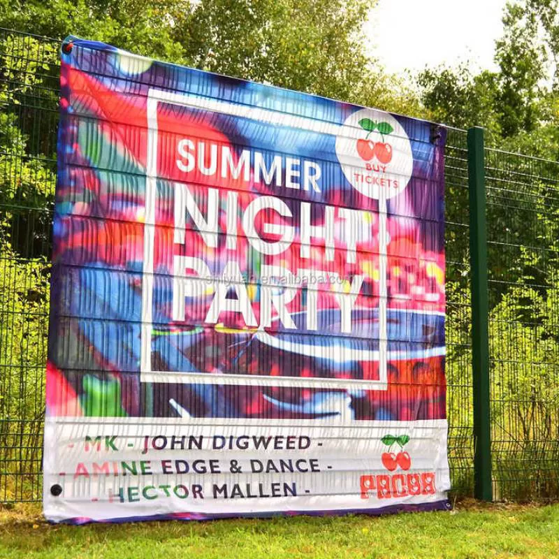 Custom Advertising 5 Meter Waterproof Polyester Mesh Banner Sublimation Printing Fabric Fence Banner