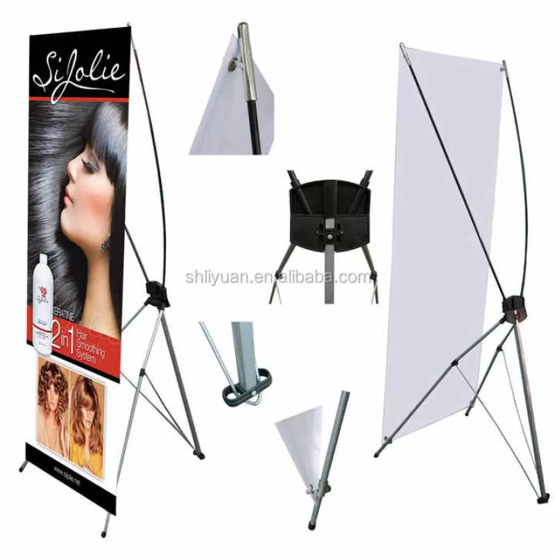Customizable Indoor/Outdoor X-shaped Aluminum Frame Photo Display Banner Adjustable Flex Model X Stand Display Board