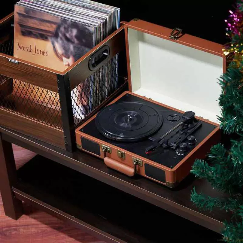 Factory202412 Vinyl Record Storage Crate Wooden LP Album Shelf Cube Organizer BoxDiscount