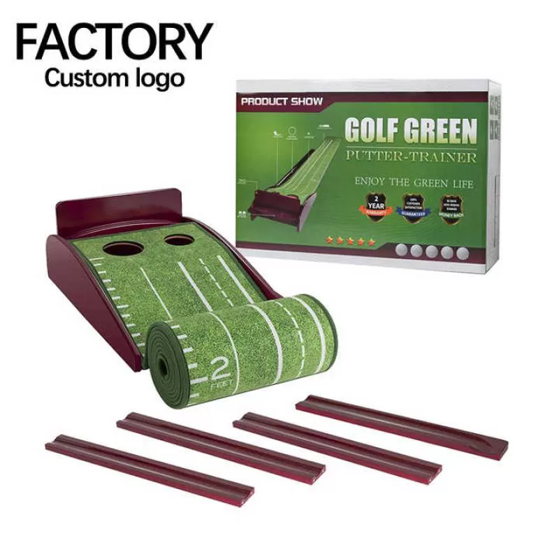 TL013 3M Indoor Wooden Putting Mat Golf Training Aids with 3M Adhesive for Home Practice