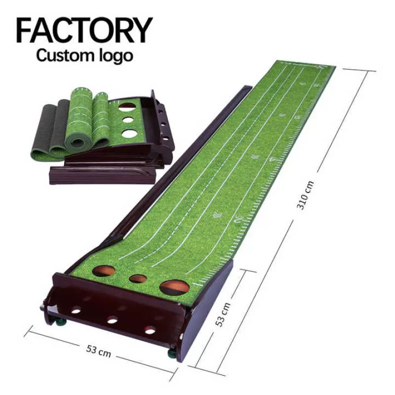 TL500 Golf Training Aids Indoor Golf Putting Trainer Wooden Base Golf Putting Mat
