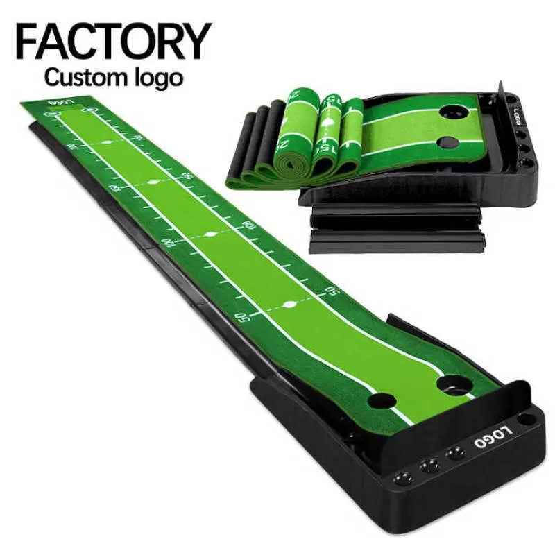 TL019 Indoor Putting  Mat with Ball-rollback Practice Golf Putting Mat