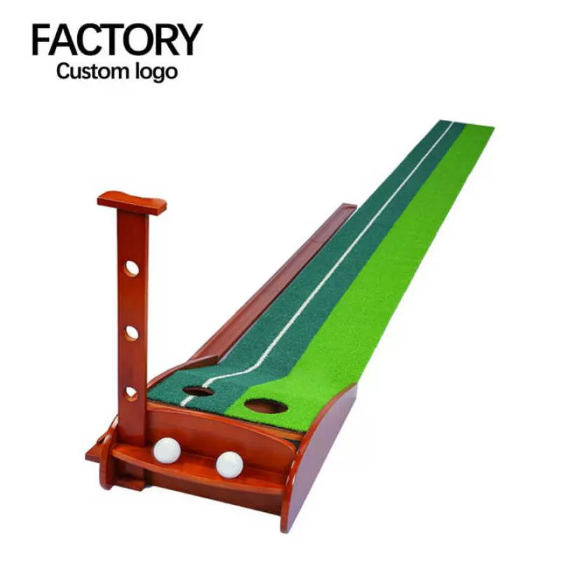 TL001 3/3.5M Wooden Golf Practice Mat Indoor Golf Putting Mat