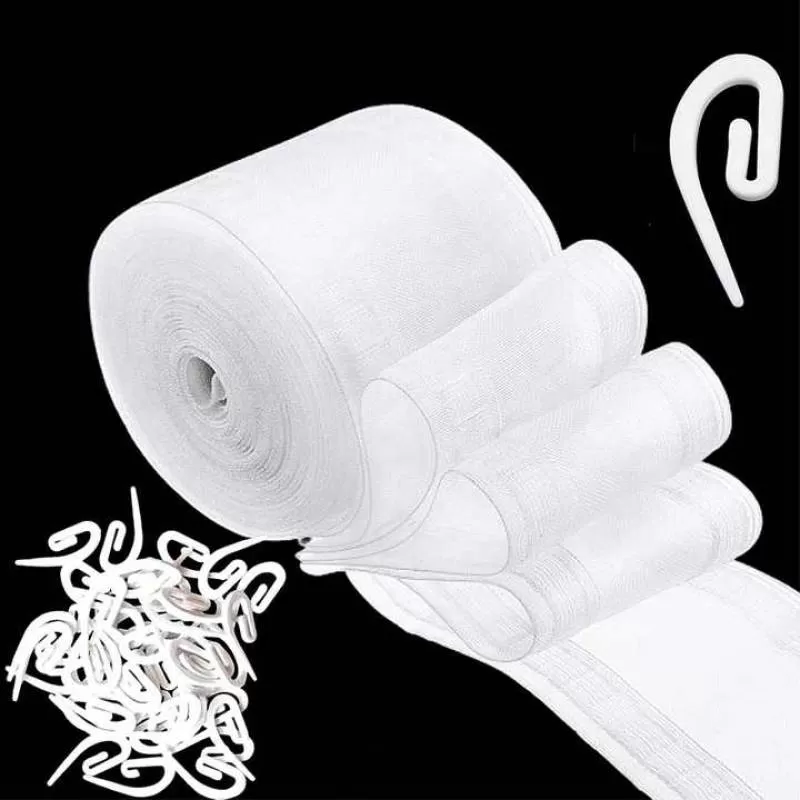 Clear Snap Tape for Ripplefold Curtain Tape  With Plastic Hooks