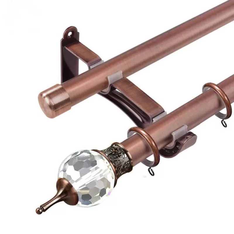 China Factory Wholesale Curtain Rods and Accessories Crystal Finial End Double Curtain Poles