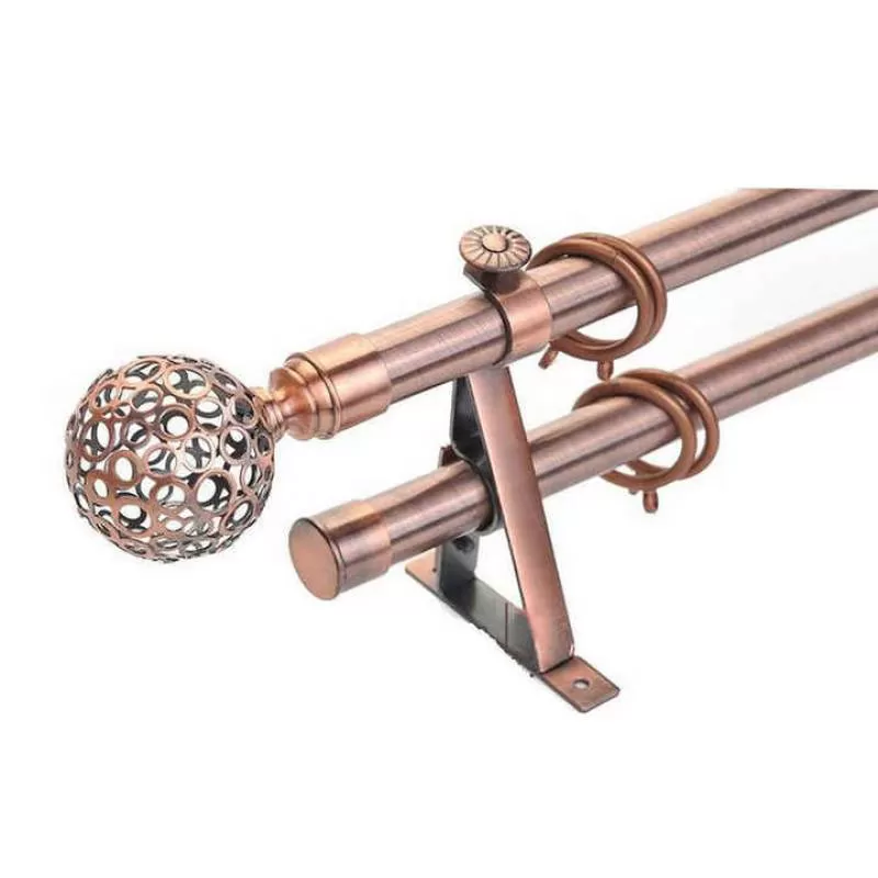 Poland Market Single Curtain Pole Brushed Brass 28mm Adjustable Window Galvanized Curtain Pipe