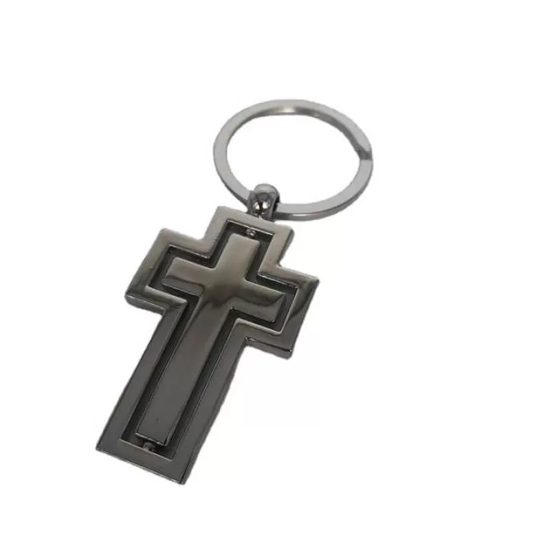 Christian Cross Gifts Rotatable Cross Keyring Crucifix Rotating Cross Keychain