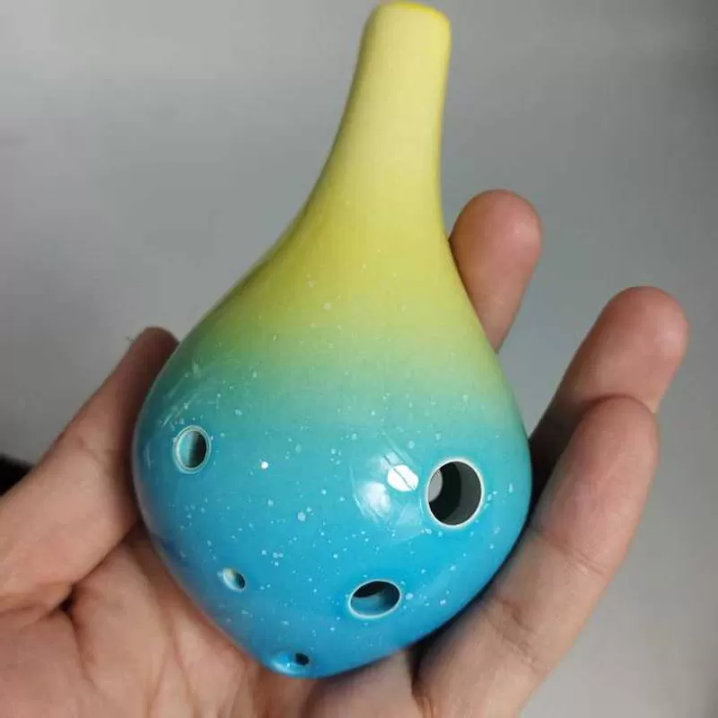 Stock 6 Holes Ceramic Ocarina Alto C Simple Starry Style Musical Instrument with Lanyard Music Score for Student