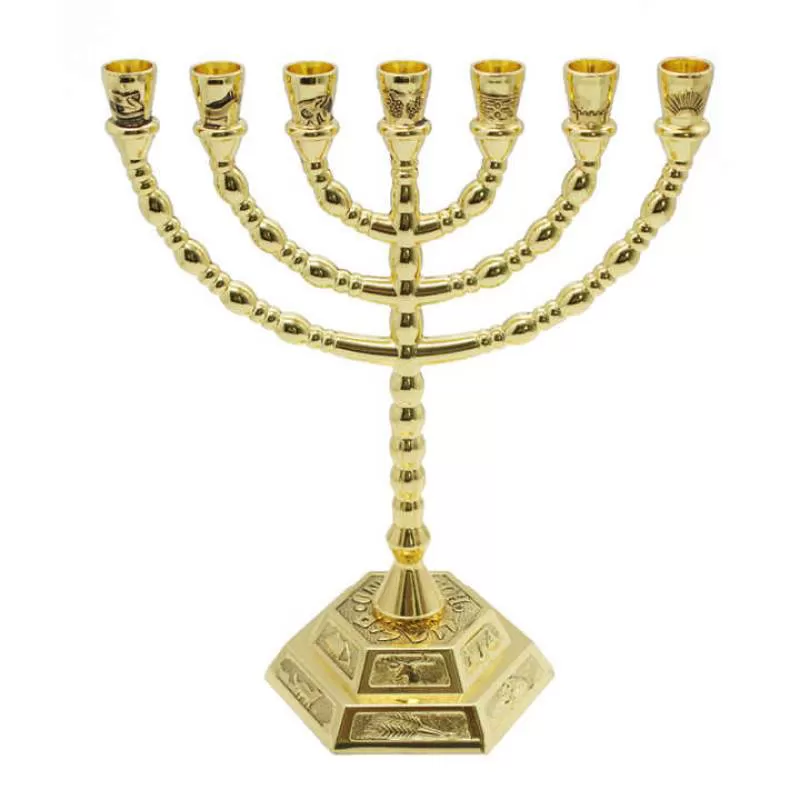 Factory 13 Cm Menorah 7 Branch Zinc Alloy Jewish Religious Menorah Candelabra Centerpieces