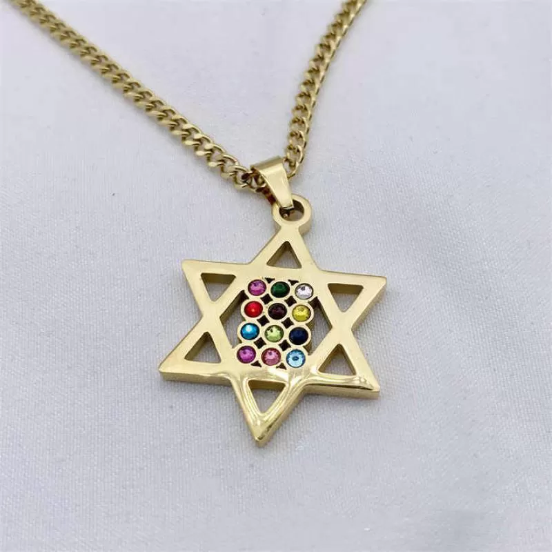 Star of David Hexagram Pendant Necklace Jewish Jewelry Gift Stainless Steel Neck Chain