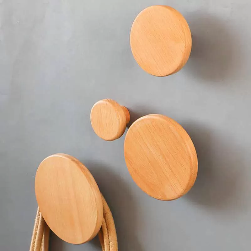 Hot Selling Beech Punch-free Clothes Hanging Wooden Coat Hook for Wall Door Coating