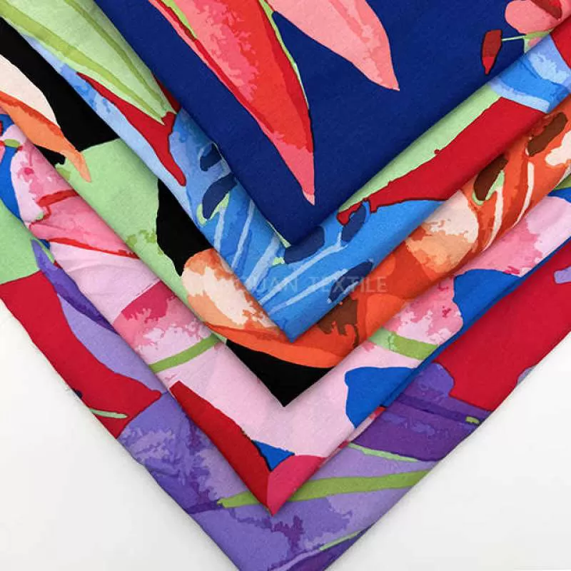 57/58" Latest 30s Rayon Custom Hawaiian Printed Rayon Fabric Plain 100% Viscose Material Fabric