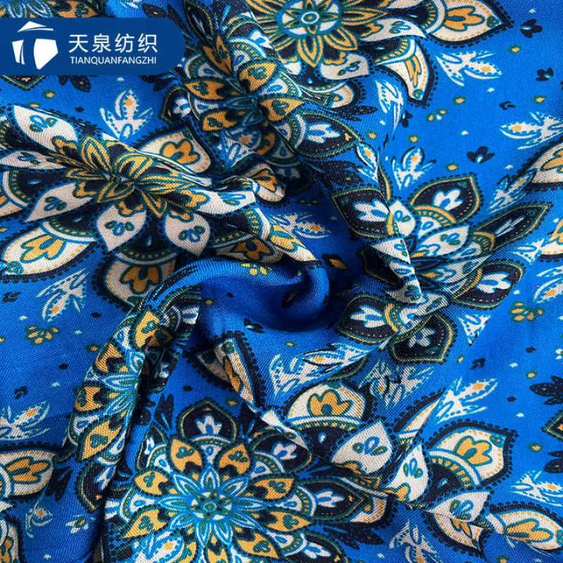 Stock Lot Print 100 Rayon Challis Fabric Garment Textiles Woven Knitted Design Custom Rayon Printed Woven Fabric