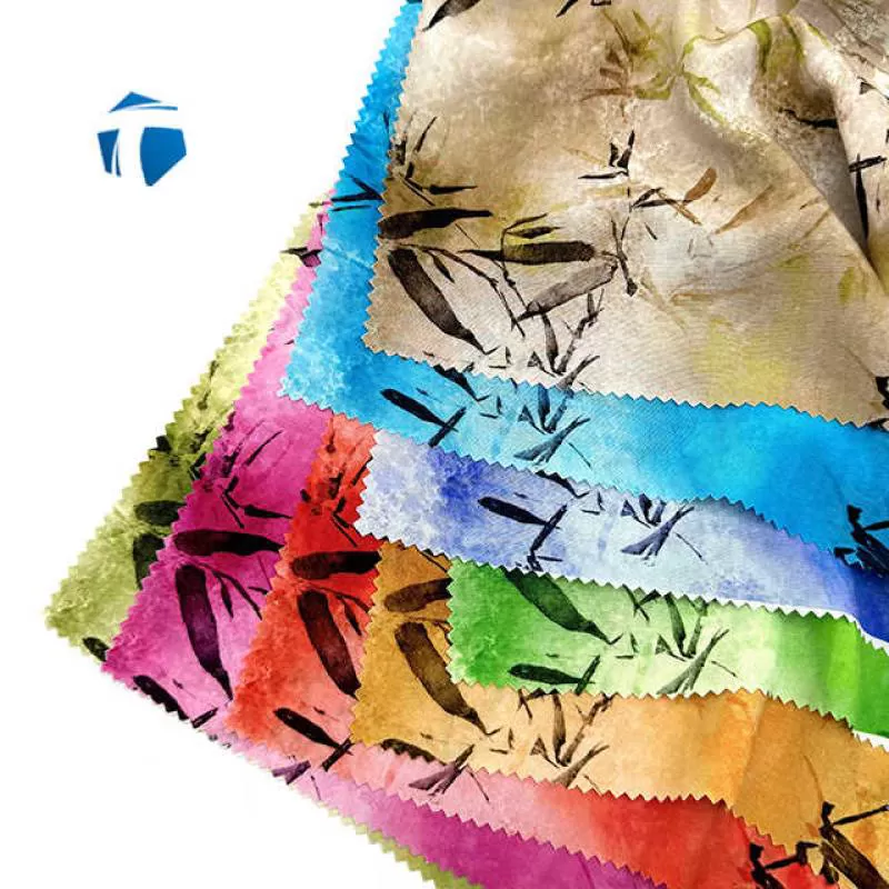 Customizable Pattern Digital Printing Bamboo Leaf Pattern Soft and Comfortable Single-sided Viscose Rayon Fabric