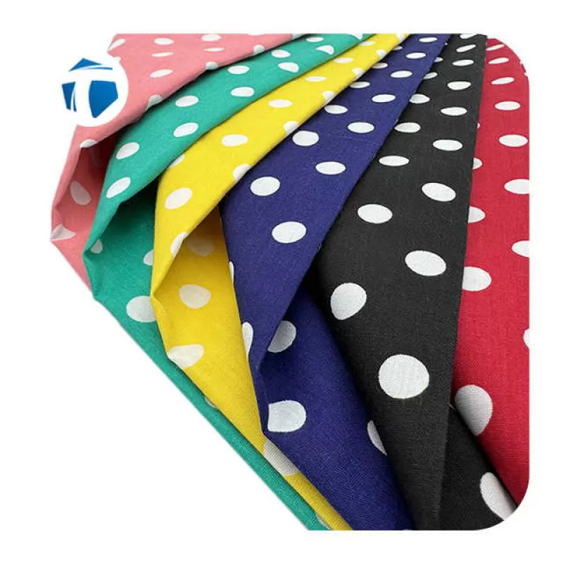 Polka Dot Print Fashion Cute Wear Comfortable 90/10 80/20 65/35 Printed TC Twill Fabric for Shirting Pocketing