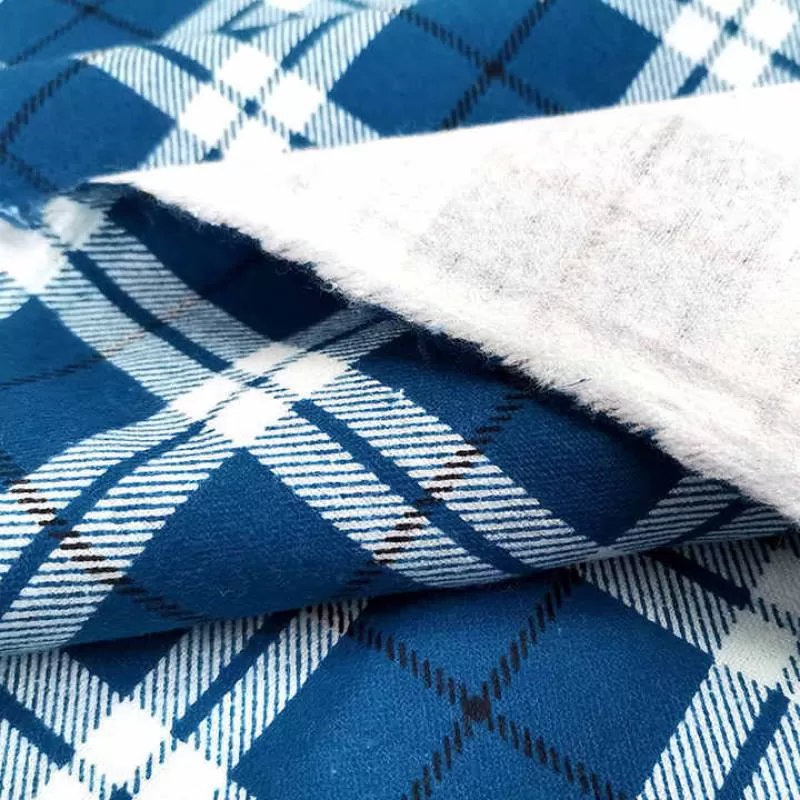 Factory Wholesale  Men's Shirts Baby Swaddle Blanket Pajamas Cotton CVC Fabric Printing Plaid Flannel Fabric Double Side Brush