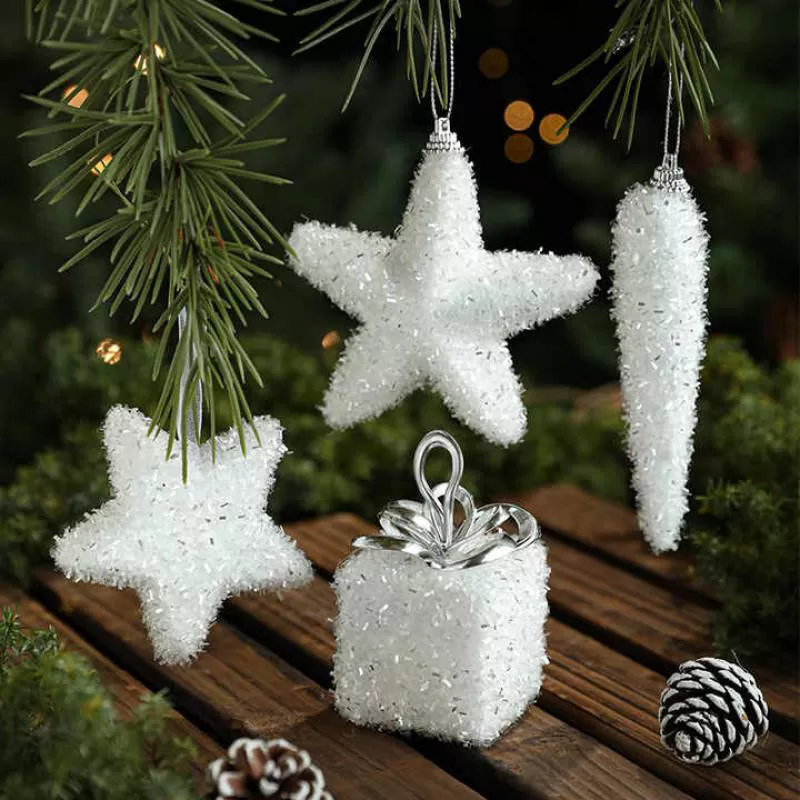 Christmas Decoration White Foam Star Gift Box Shape Pendant Christmas Tree Decoration Christmas Hanging Decorations