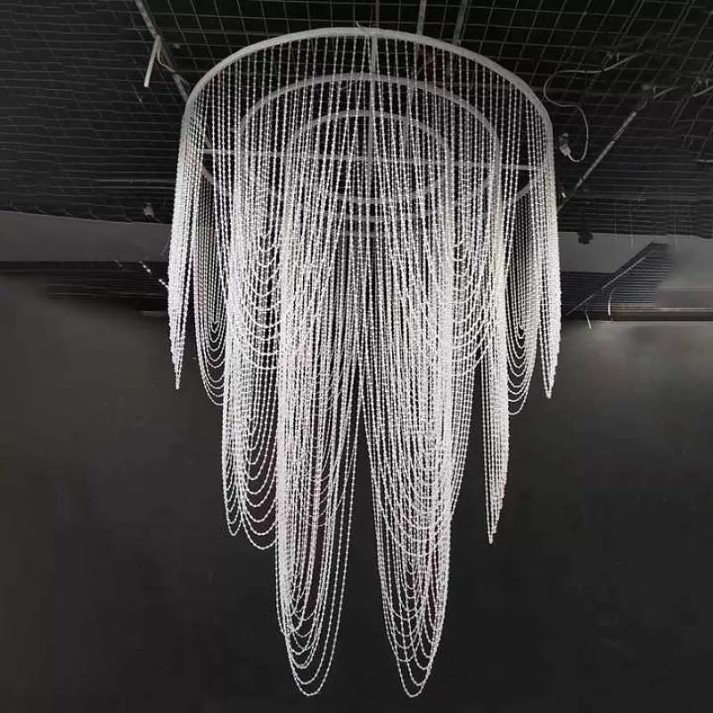 Wedding Acrylic Crystal Bead Curtain Ceiling Hotel Banquet Hall Circle Road Fuse Curtain Stage Background Decoration