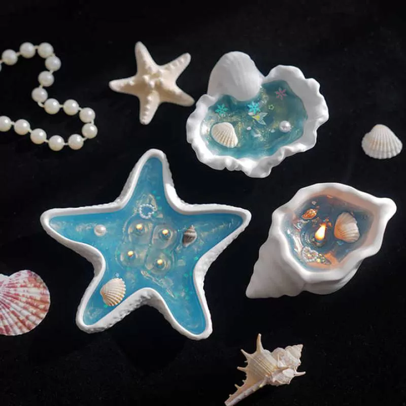 Spring Planting Ocean Style Starfish Shell Shaped Jelly Wax for Home Decorations Companion Gift Scented Candles Souvenirs
