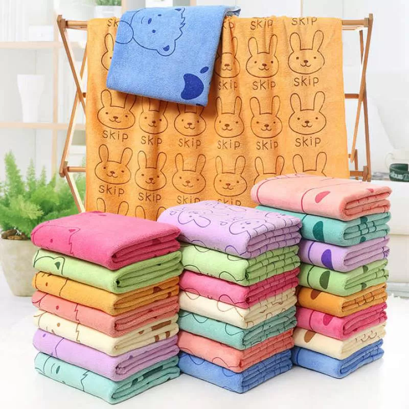 Microfiber Bath Towel Household Absorbent Quick-drying Adult Cartoon Children Printed Swimming Beach Kitchen Face Towel Set