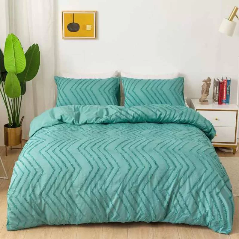 Stripe Pattern Hotel Solid Color Three-dimensional Pattern Craft Home Textile Cutting Bedsheet Bedding Set