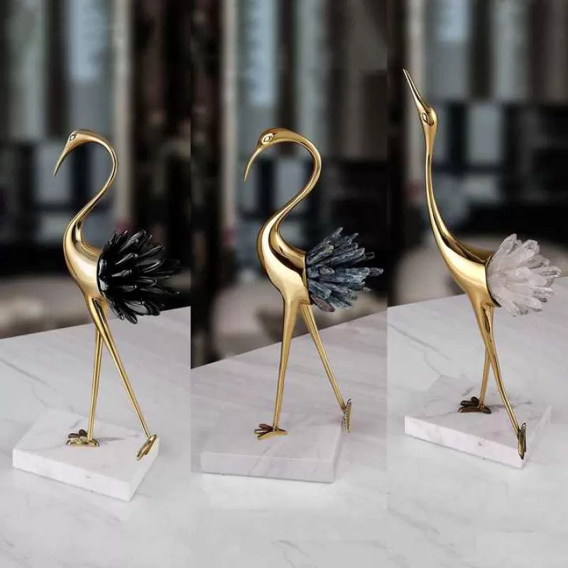 Light Luxury Accessories Home Decor Living Room Study Desk Brass Crane Furnishings
