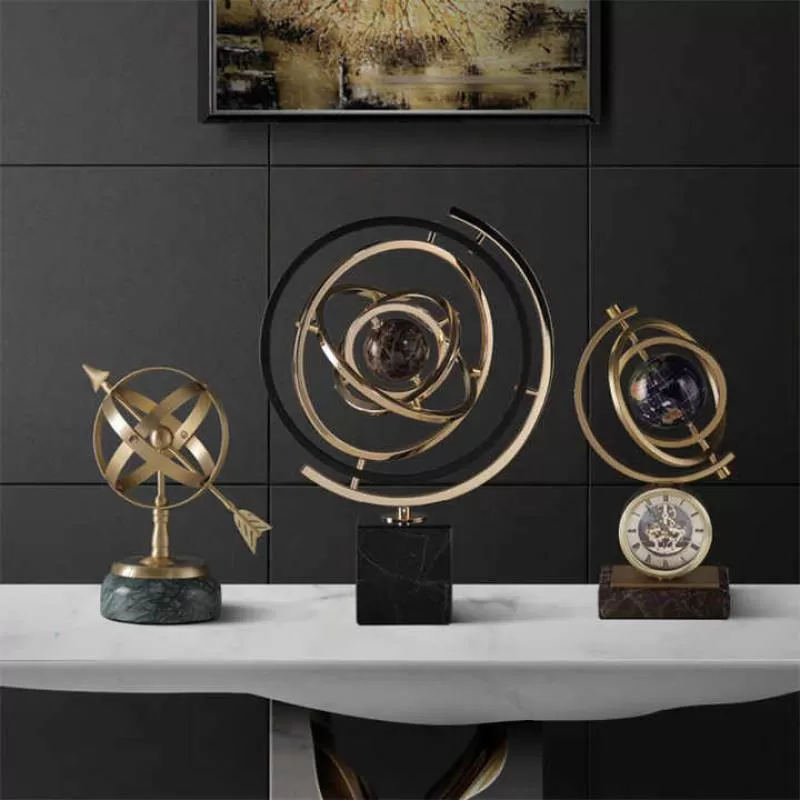 Modern Nordic Creative Graduation Table Top Metal Gift Fashion Luxury Office Living Room Vintage Globe Clocks Home Decor Items