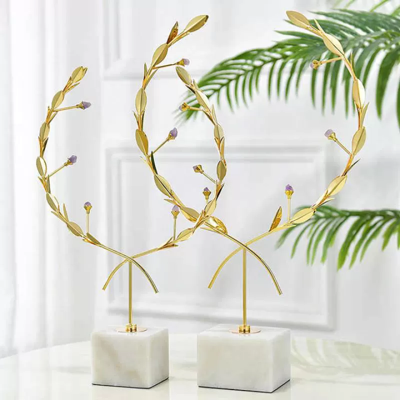 Modern Christmas Indoor Office Villa Desktop Metal Home Ornaments Middle East Study Hotel Round Iron Marble Home Ornaments