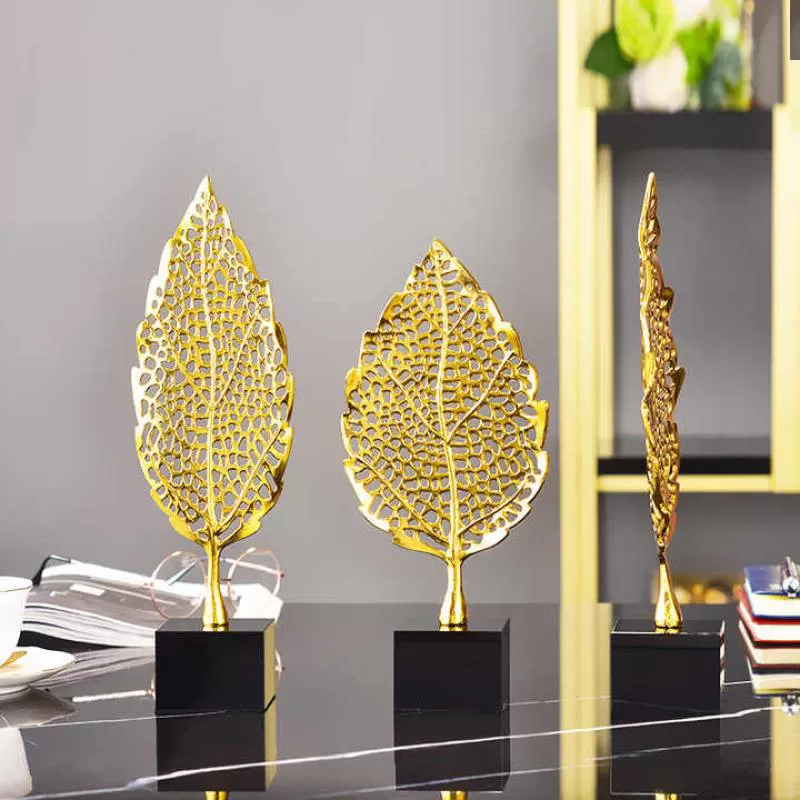 Arab Ramadan Luxury Interior Office Study Bedroom Hallway Home Decor European Leaf Crystal Zinc Alloy Home Ornament