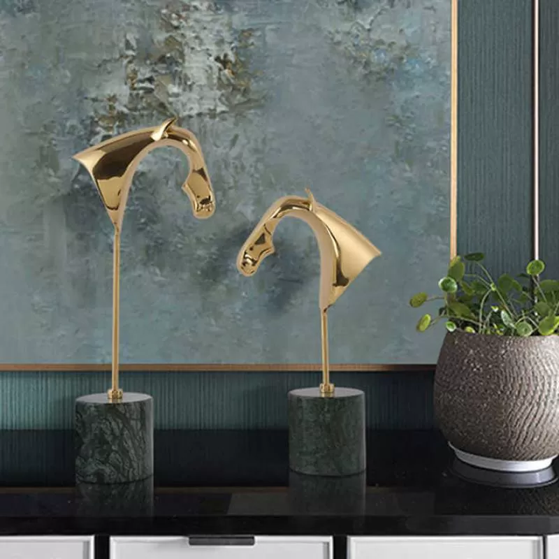 Light Luxury Study Opening New Home Gift Creative Horse Ornaments Brass Decorative Accessories