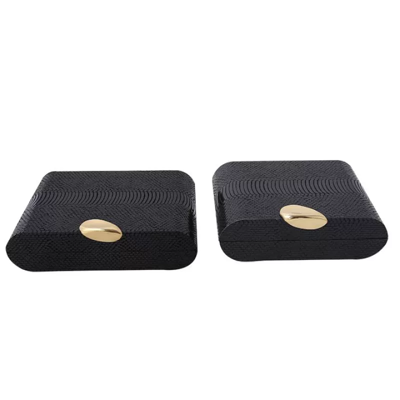 Light Luxury High-end Ornaments Sales Office Model Room Hotel Black Leather Storage Jewelry Box