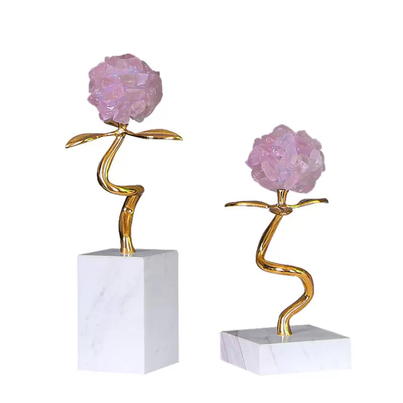 House Decor Modern Natural Pink Crystal Stone Flower Centerpieces for Wedding Decoration