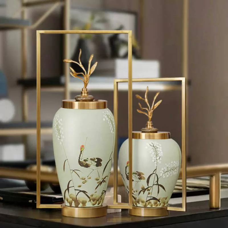 Chinese Style Storage Jar Ceramic Canister Porcelain Flower Pots Indoor Vases for Home Decor Large