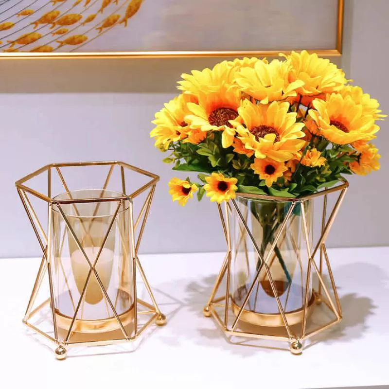Factory Direct Wholesale Cheap Price Modern Nordic Style Gold Color Metal Vases Small for Home