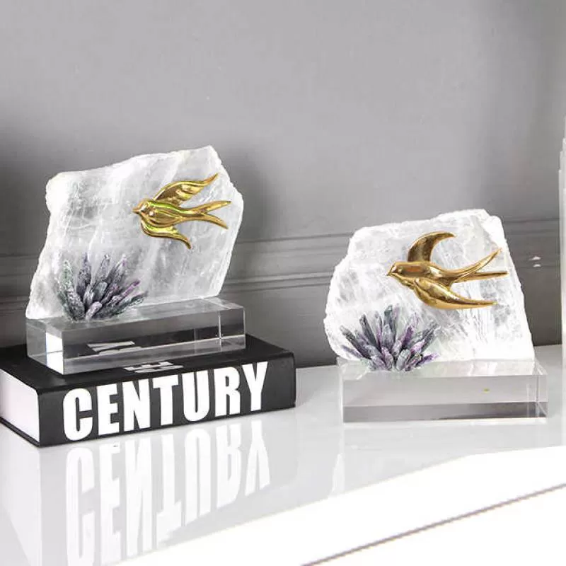 Sculpture Furnishings Living Room Vintage Brass Decor Swallow Decoration for Modern Home
