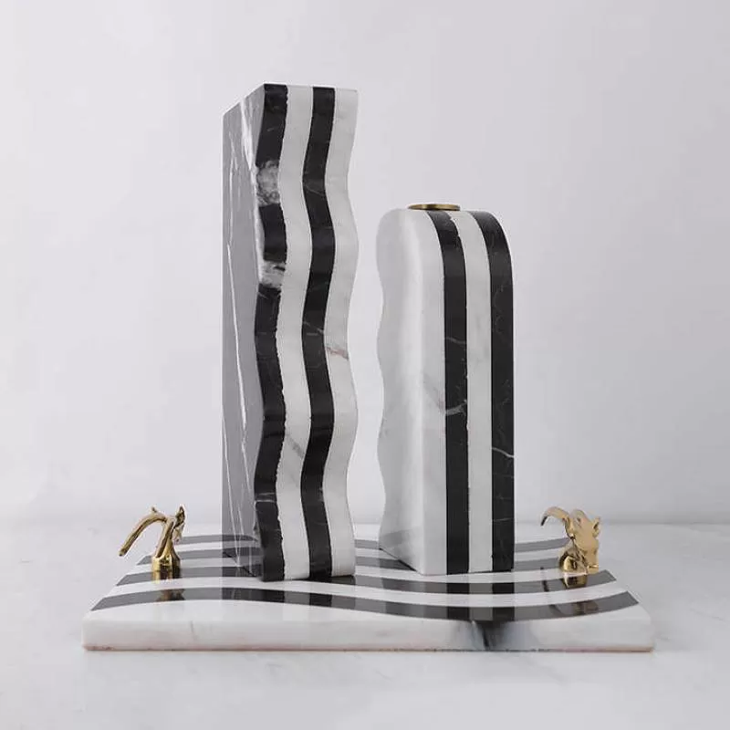 Nordic Furnishing Living Room Dining Room Decoration Marble Black and White Serving Tray