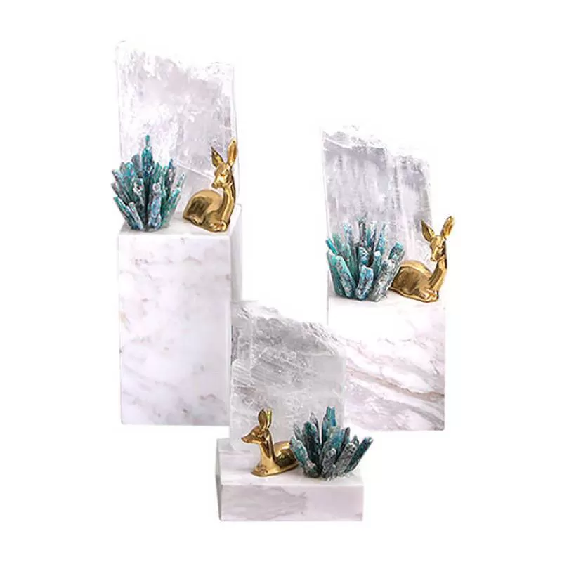Nordic Natural Blue Crystal Stone Furnishings Decor Room Cute Home Deer Ornaments