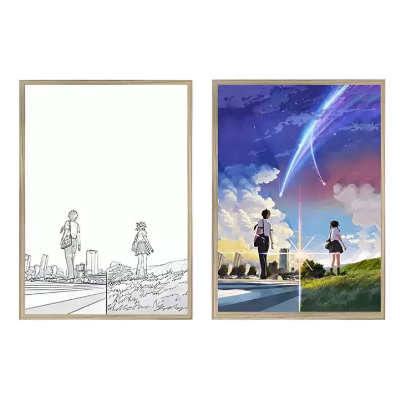 Japan Anime LED Light Painting Your Name Poster Wireless Painting Lights for Bedroom Wall Art Paintings