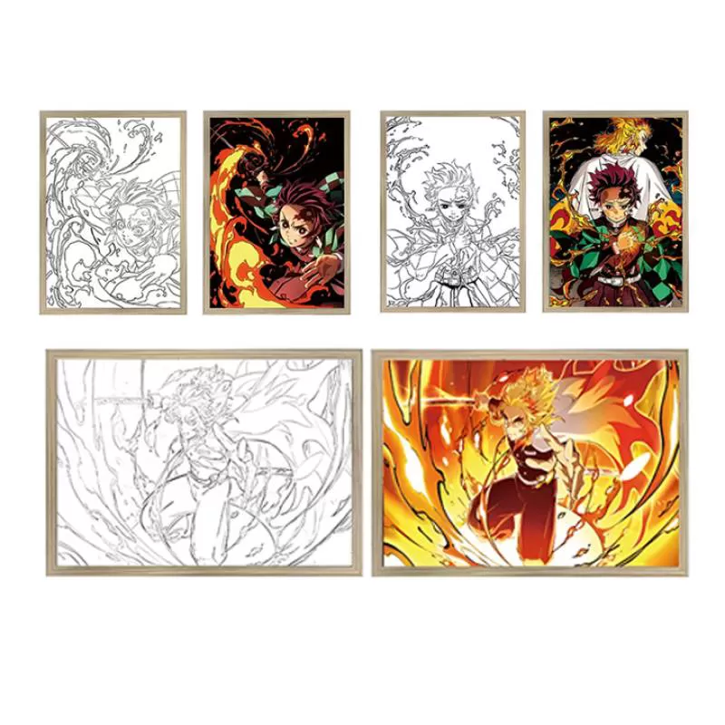 Demon Slyer Anime LED Light Painting Art Light Painting Custom Decorative Light Painting