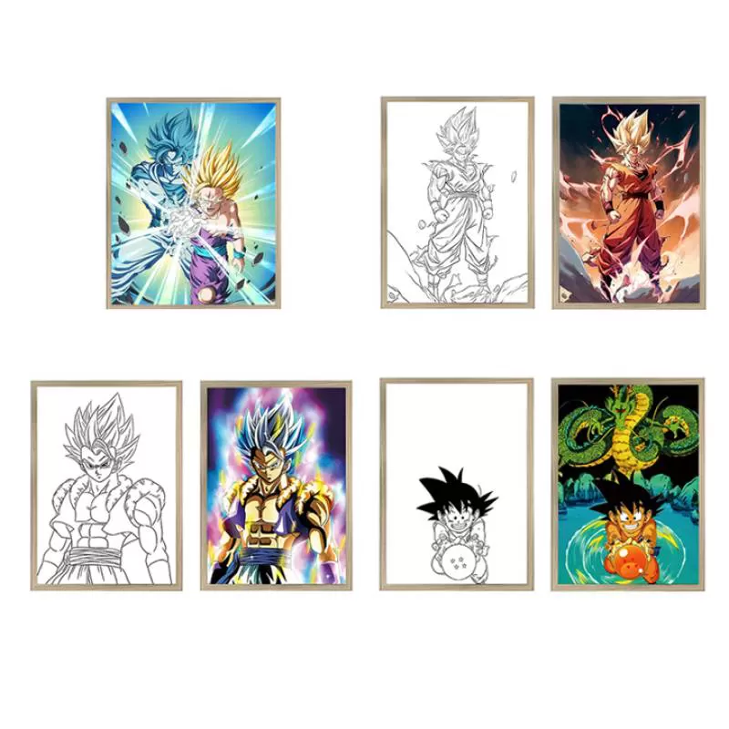 Dragon Ball Anime LED Light Painting Peinture Claire Pintura Ligera Light up Painting With Frame
