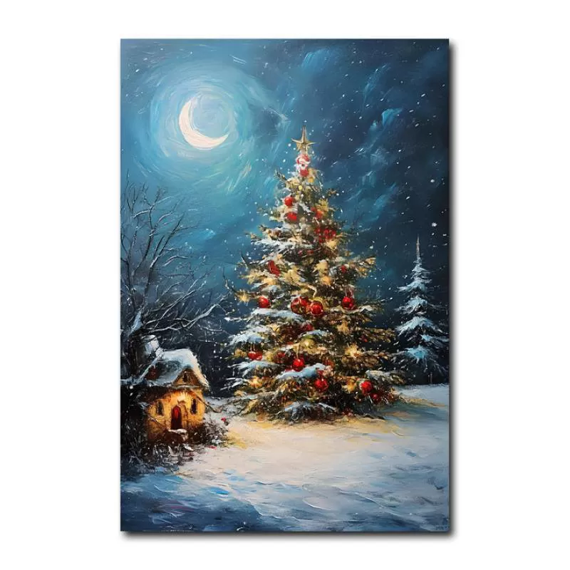Wholesale Printed Canvas Painting Christmas Tree Gift Holiday Decoration Christmas Decorations