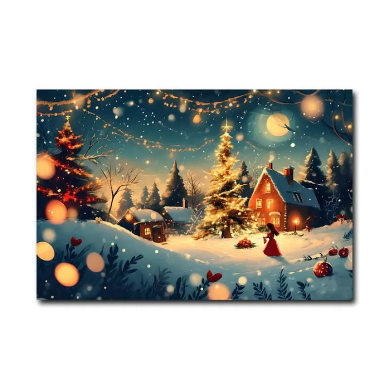2024 Hot Sale New Painted Canvas Painting  Christmas Tree  Holiday Decoration Hanging Picture Christmas Decorations