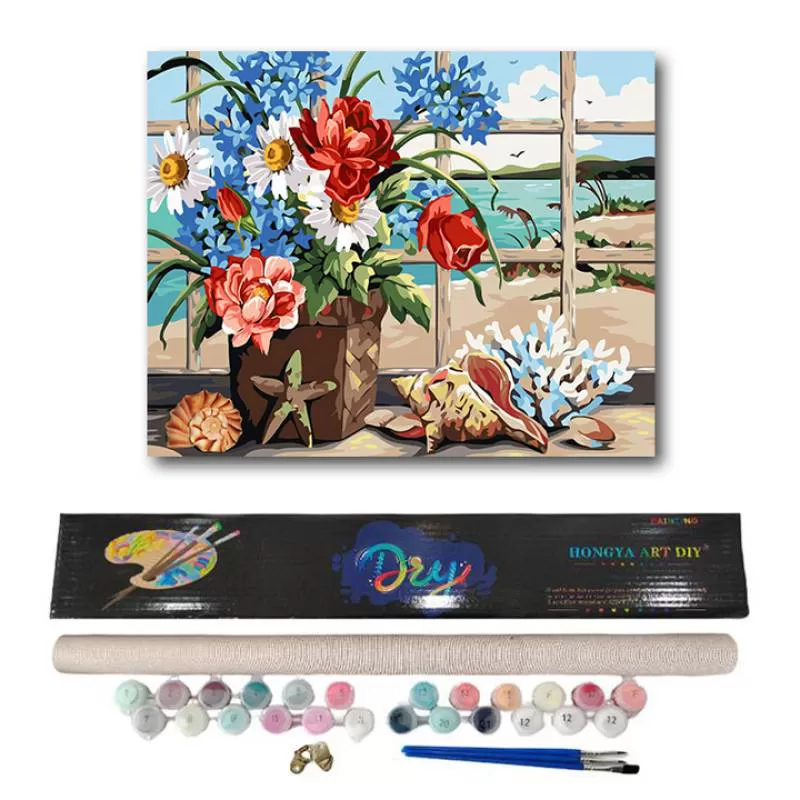 Cartoon Still Life Painting by Numbers Kit Flowers DIY Art Oil Painting Plant Painting by Number