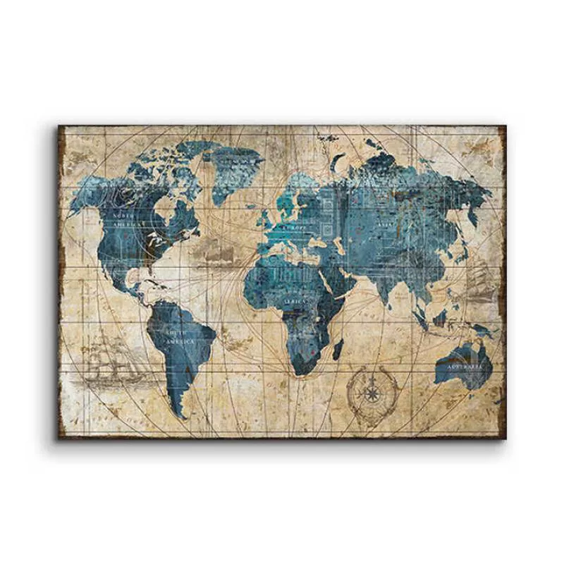 Modern World Map Modern  Picture Wholesale Product Home Decor Painting Canvas Painting Wall Art