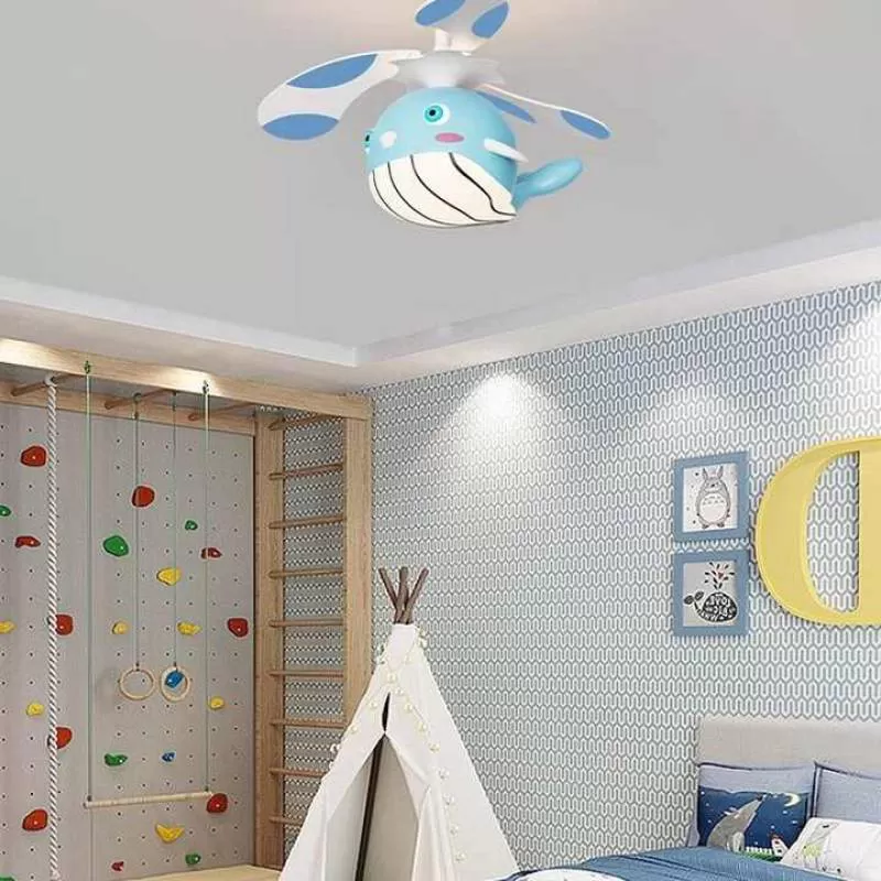 2025 Helicopter Fan Light Dimmable Remote Control Modern Aircraft Led Ceiling Fan for Children