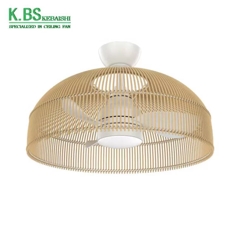 New Design 24 Inch 3 Blade Caged Ceiling Fan Decorative Indoor Smart Silent Ceiling Fan With Light and Remote Control