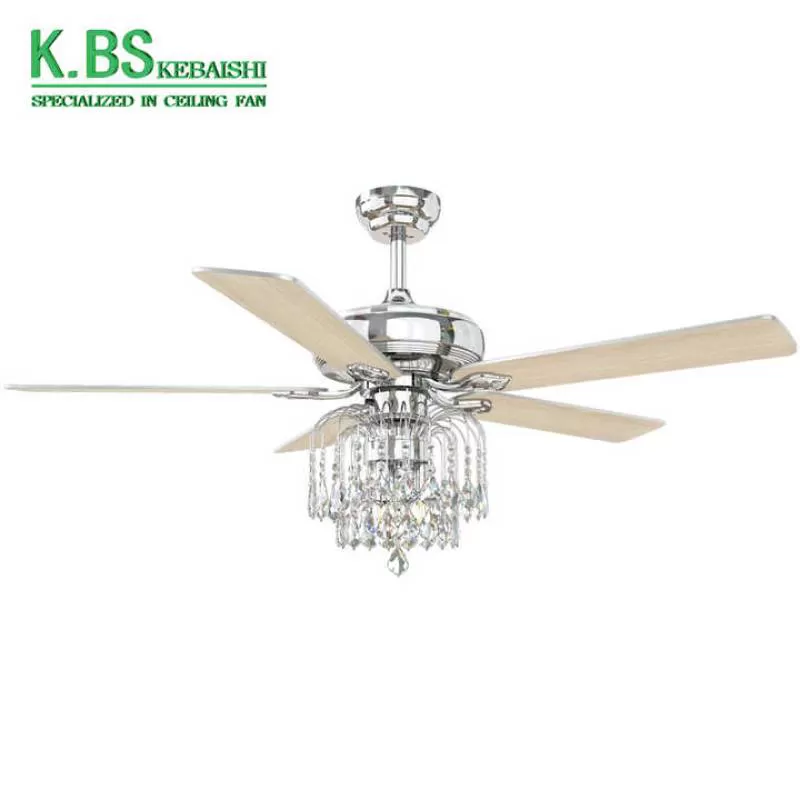 Nordic Luxury Crystal Ceiling Fan Modern Popular Silent Ceiling Fan With Light and Remote Control