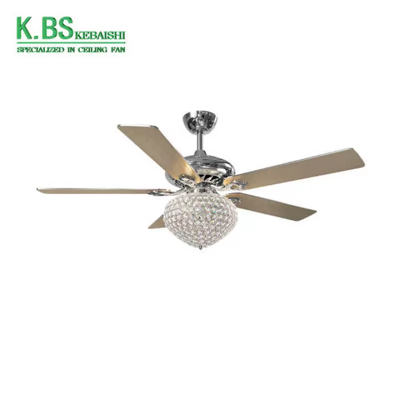 Low Noise Luxury Chandelier Crystal Living Room Decorative Remote Control Chandelier Ceiling Fan With Light